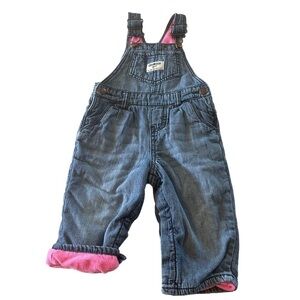 OshKosh B’gosh vintage pink flannel lined overalls size 9 months